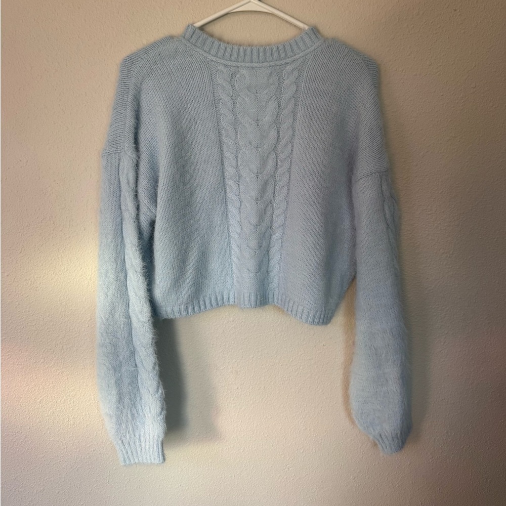 Light Blue Cable Knit Sweater - Picture 2 of 3